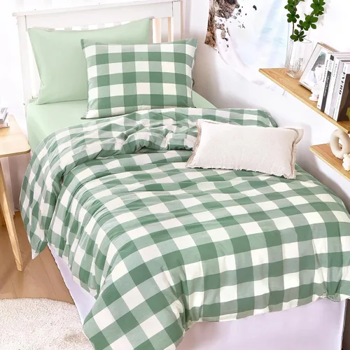 Miniatura 3 de Wake In Cloud - Juego de funda de edredón de algodón gingham, a cuadros de búfalo a cuadros granja, juego de ropa de cama de percal texturizado 100%