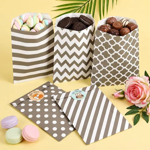 Miniatura 7 de Foraineam 250 bolsas de papel para galletas, bolsas de papel de 5.1 x 7.1 pulgadas, bolsa de dulces segura para alimentos, bolsa pequeña