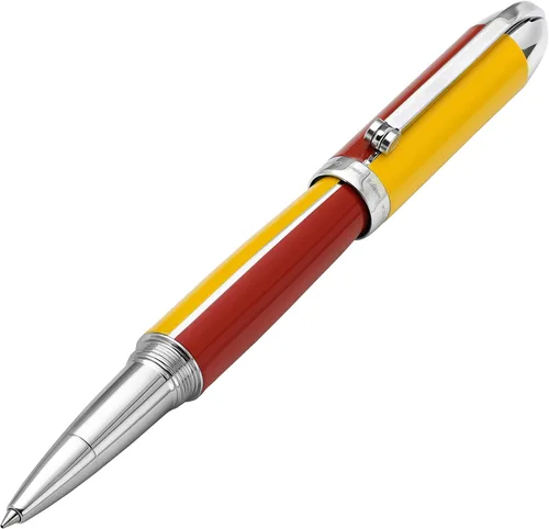 Xezo Visionary - Bolígrafo roller de latón y aluminio, punta fina. Lacado a mano en oro Aspen y rojo. Numerado en edición limitada de 500.