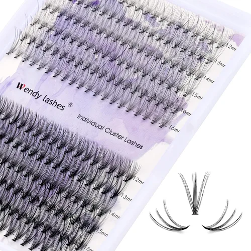 Extensiones de pestañas individuales en racimo 10D/20D, racimos naturales mixtos C/D rizado 0.07mm negro mate suave 12-16mm de visón, para colocar