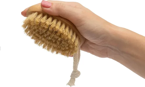 Miniatura 8 de KONEX Juego de cepillos de baño, exfoliante de ducha, juego de cepillos corporales de cepillado en seco, apertura de poros, mango de madera de haya
