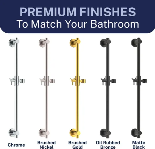 Miniatura 8 de HammerHead Showers® Barra deslizante de ducha de metal sólido de 27.5 pulgadas para cabezales de ducha de mano, negro mate, cabezal de ducha