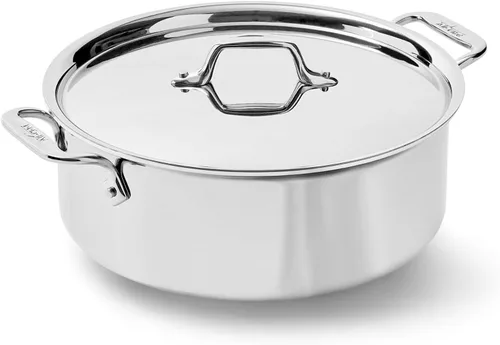 All-Clad D3 - Cacerola de acero inoxidable de 3 capas de 6 cuartos, apta para inducción, horno y parrilla, resistente hasta 600°F, ollas y sartenes,
