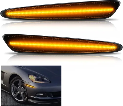 Bestview Conjunto de luz de marcador lateral, reflectores de luces de marcador lateral para parachoques delantero, compatible con Chevy Corvette C6