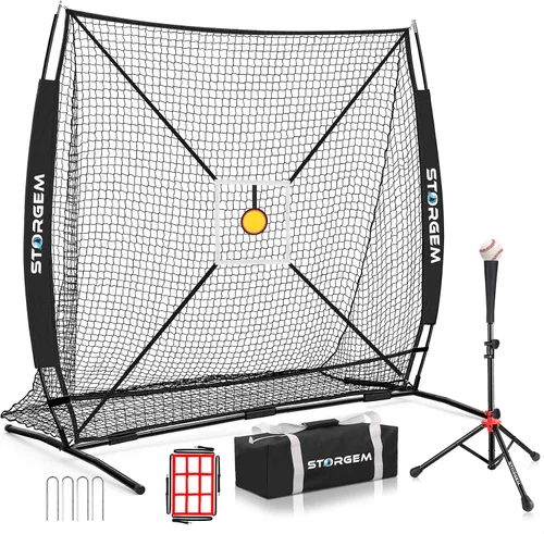 Miniatura 9 de Storgem 6'X6' Baseball Softball Practice Net, Portable Baseball Net for Batting, Hitting, Pitching and Fielding, Carry Bag, Strike Zone and Batting