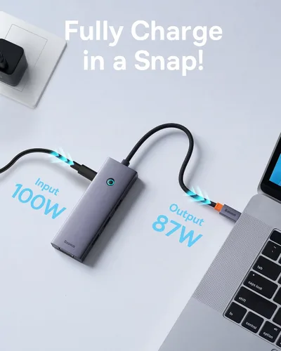 Miniatura 6 de Baseus - Estación de acoplamiento para computadora portátil 7 en 1, 3 monitores, USB C HUB con HDMI 4K, VGA, 100 W PD, 3 USB para iPhone