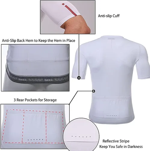Miniatura 3 de Santic Camiseta de ciclismo para hombre de manga corta con 3 bolsillos traseros