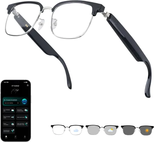 Miniatura 8 de Lentes inteligentes AI para hombres y mujeres con traducción y Bluetooth 6.0, compatibles con más de 160 idiomas lentes fotocrómicas, gafas