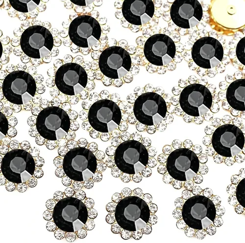 Miniatura 20 de 120 piezas de 12 mm de girasol coser en diamantes de imitación de cristal, gemas de vidrio, diamantes de imitación de metal para manualidades