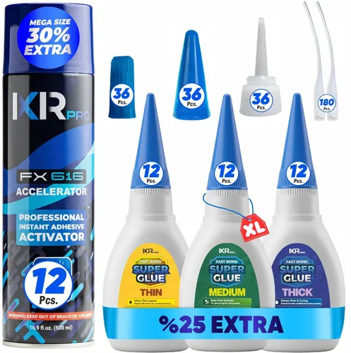 Miniatura 12 de CA Glue con Kit Activador 1.75 oz Pegamento de Cianoacrilato de Viscosidad Media 16.9 oz Spray Activador SuperGlue de Alta Resistencia para Rellenar