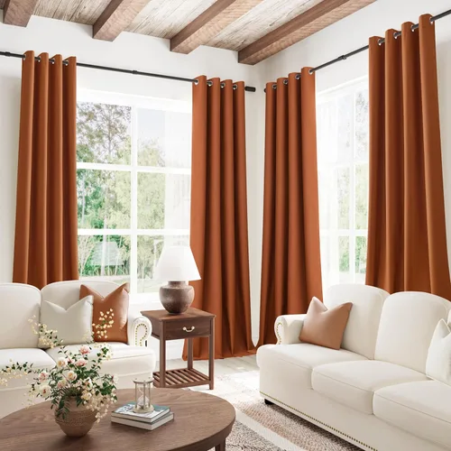 Miniatura 62 de Cream Linen Blackout Curtains 96 Length 2 Panels Set for Living Room Bedroom, 100% Black Out Thermal Insulated Linen Drapes, Room Darkening Grommet