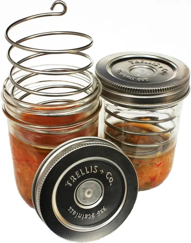 Miniatura 8 de Bobinas PickleHelix de acero inoxidable, pesas de fermentación Paquete de 3 para fermentación de tarros Mason de boca ancha La mejor manera