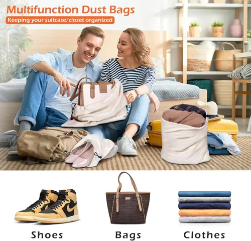 Miniatura 6 de misslo Conjunto de 3de algodón transpirable Dust-proof Cordón Bolsa de almacenamiento multifuncional bolsa