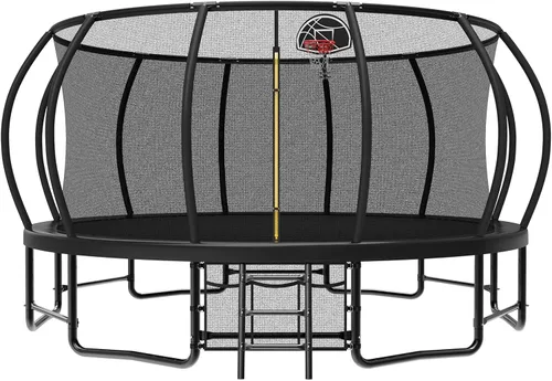 Lyromix 12 14 15 16 pies, camas elásticas al aire libre para niños y adultos, trampolín de calabaza con postes curvos, trampolín recreativo con aro