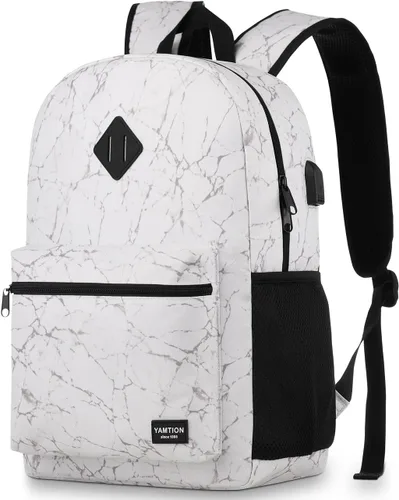 Miniatura 17 de YAMTION Mochila escolar, mochila clásica unisex para adolescentes con puerto USB para escuela secundaria, universidad, oficina, trabajo, viajes
