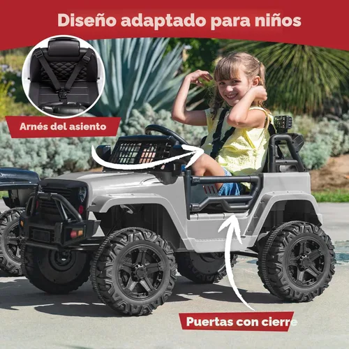 Miniatura 5 de Best Choice Products Camión de juguete para niños de 12 V con control remoto de los padres, suspensión de resorte, luces LED, puerto AUX - Gris Gris