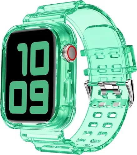Miniatura 46 de DABAOZA - Correa compatible con Apple Watch de 49 mm, 46 mm, 45 mm, 44 mm, 42 mm, 41 mm, 40 mm, 38 mm, con protector, correa de TPU brillante