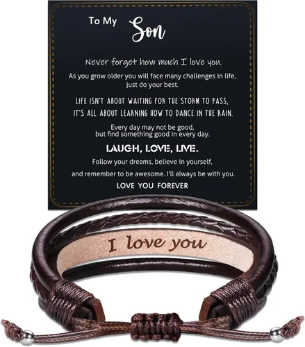 Miniatura 28 de Regalos del día del padre para papá, marido, pulsera de cuero para hombres, él, novio, hijo, ajustable, marrón, pulsera de cuero para hombre