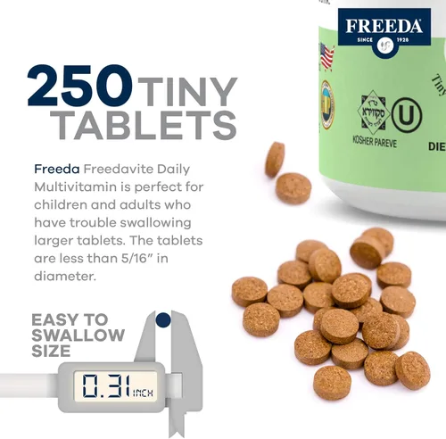 Miniatura 5 de Freeda vite Tiny Tablet - Multivitamínico moderado para hombres y mujeres - Vitamina pura A, C, D, E, B1, B2, B6, B12, biotina, calcio, zinc