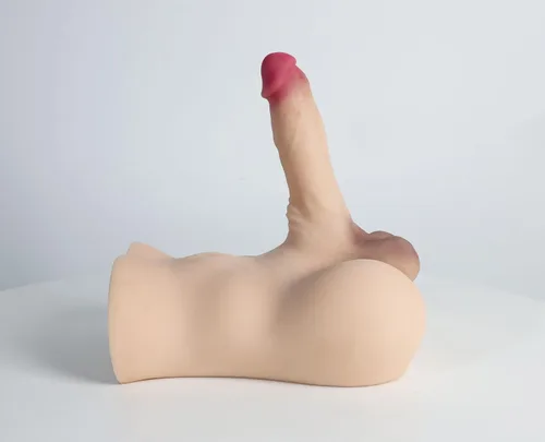 Muñeca sexual de torso masculino con consolador Bendale y testículos realistas, juguete sexual de tamaño real para mujeres, masturbador femenino de
