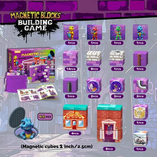 Miniatura 3 de 48 bloques magnéticos, rellenos para medias navideñas para niños, regalos ideales para edades de 3, 4, 5, 6 años, cubos magnéticos sensoriales