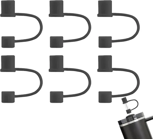 Miniatura 16 de Paquete de 6 Cubrepajitas, Adecuadas para Todas las Tazas con un Diámetro de Pajita de 0.31in/8mm, Tapas de Silicona a Prueba de Polvo