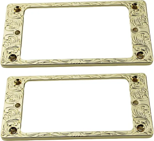 Miniatura 10 de Guyker Cubierta Humbucker plana de metal, juego de anillos de montaje para pastilla, pieza de repuesto de marco de pastillas para cuello de puente