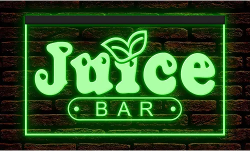 110034 OPEN Juice Bar Cafe Apple Orange Fruit Shop Display LED Letrero de neón con luz LED (12 x 8 pulgadas, verde)