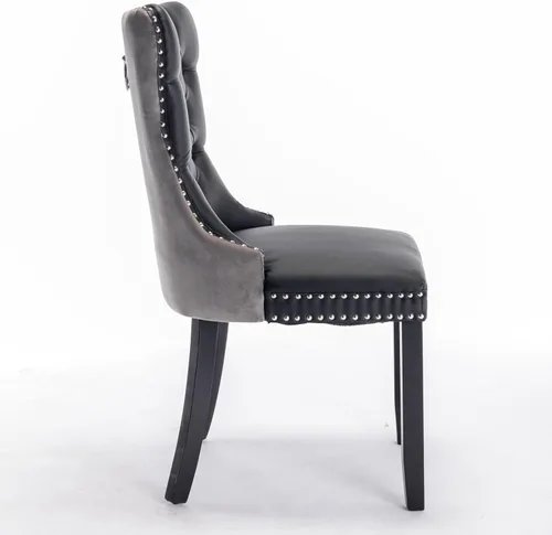 Miniatura 6 de Juego de 6 sillas de comedor modernas para sala de estar, cocina, patas de madera maciza, cojín acolchado de tela de lino, asiento y respaldo