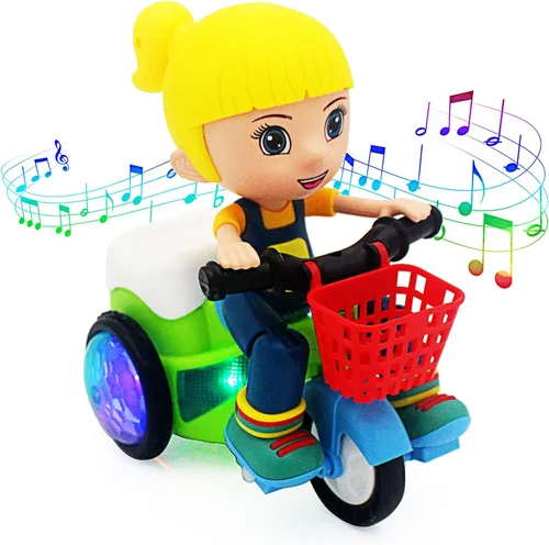 Miniatura 8 de Tipmant Triciclo Eléctrico para Bebés y Niños Pequeños Juguete de Motocicleta de Dibujos Animados Vehículo con Acrobacias, Música, Luces Luminosas