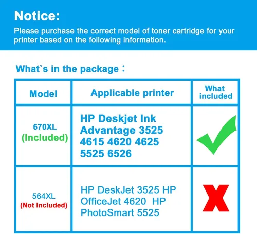 Miniatura 2 de LCL Cartucho de tinta de repuesto compatible para HP 670XL CZ117AL CZ118AL CZ119AL CZ120AL 3525 4615 4620 4625 5525 6526