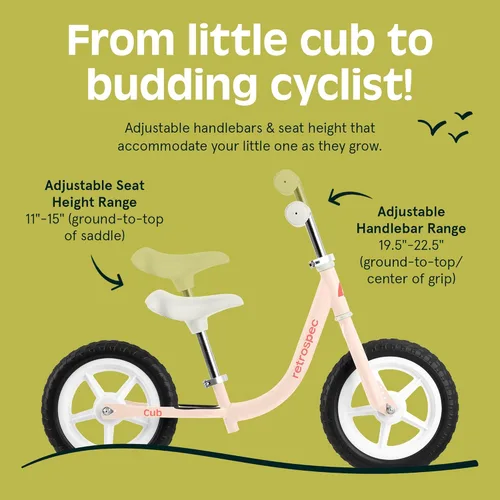 Miniatura 2 de Retrospec Cub - Bicicleta de equilibrio para niños de 18 meses a 3 años, bicicleta para principiantes sin pedal de 12 pulgadas con asiento