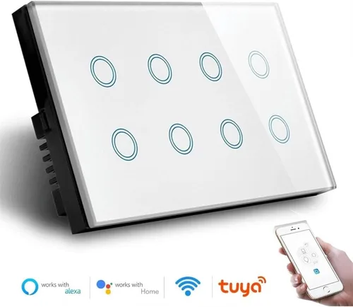 Miniatura 2 de Smart Home WiFi Smart Touch Light Interruptor de pared Interruptor de cristal Panel Tuya App Smart Life Compatible con control de voz (negro)