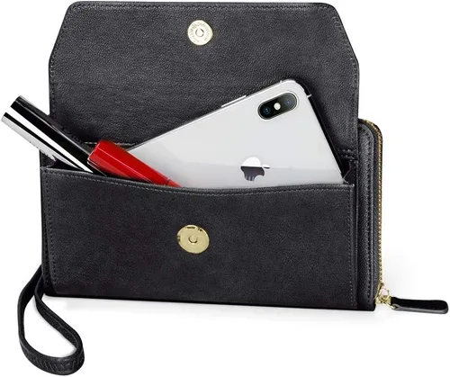 Miniatura 6 de nuoku Cartera RFID para mujer, bolso cruzado con cremallera alrededor de 2 correas