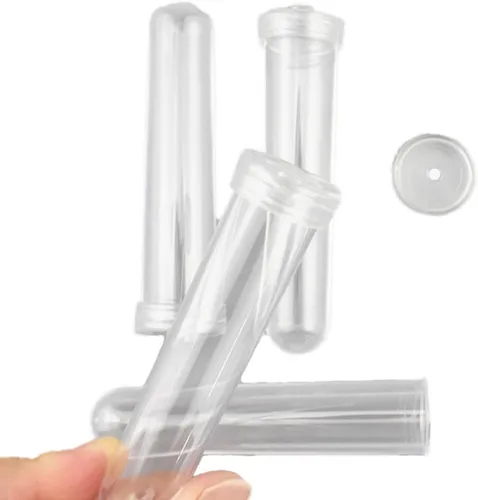 Miniatura 14 de HAHIYO 60 tubos florales de plástico transparente de 1.6 x 0.7 pulgadas, viales de flores con tapas de silicona para plantas, arreglos de flores