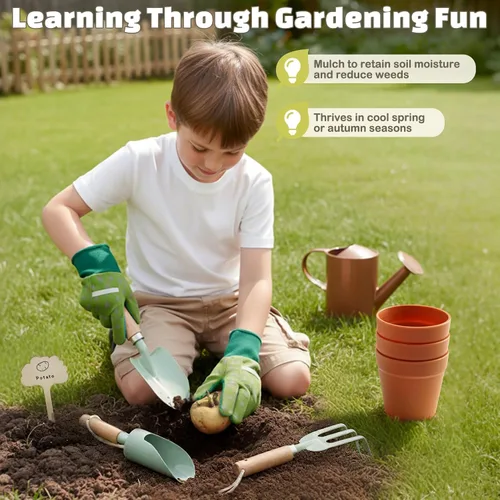 Miniatura 4 de Juego de jardinería para niños, herramientas de jardinería de calidad, juego de juguetes al aire libre para niños pequeños, incluye bolsa de mano