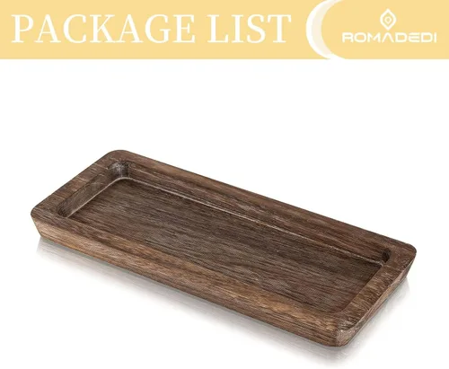 Miniatura 9 de Romadedi Bandeja decorativa de madera para velas, bandeja larga y estrecha de madera, decoración del hogar, centros de mesa rústicos, bandejas