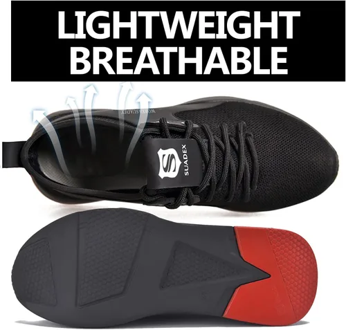 Miniatura 4 de SUADEX Zapatos de punta de acero para hombres y mujeres, zapatos de trabajo ligeros, indestructibles y transpirables, zapatos de seguridad