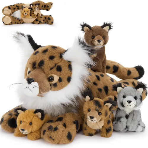 Miniatura 14 de Muiteiur Triceratops - Animal de peluche gigante de dinosaurio para mamá con 3 bebés pequeños, juguete de dinosaurio de felpa suave verde, regalo