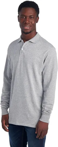 Miniatura 2 de Jerzees Polo de manga larga para hombre y hombre, mezcla de algodón, cierre de dos botones, ajuste regular, tallas S-2X