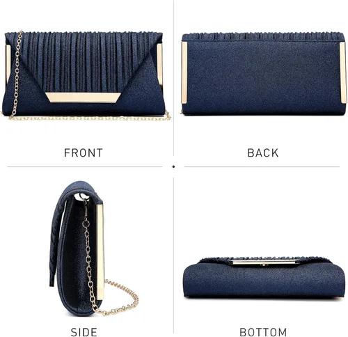 Miniatura 3 de Dasein Bolsas de mano de noche con purpurina para mujer, monederos formales para fiesta, boda, cadena, cóctel, baile de graduación
