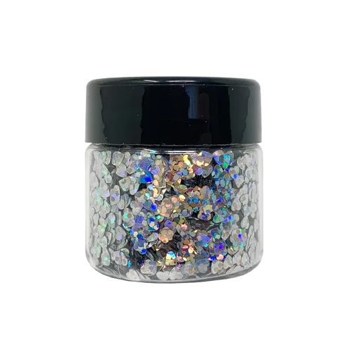 Miniatura 11 de Tarro biodegradable de estrellas holográficas con purpurina de grado cosmético de 0.75 onzas, vegano y fabricado en los Estados Unidos