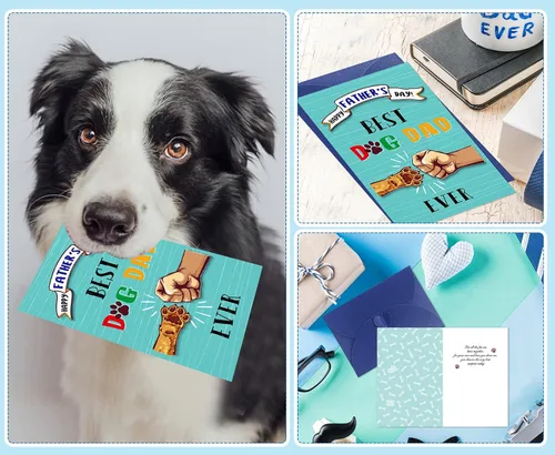 Miniatura 3 de D24TIME Divertida tarjeta del día del padre para perro papá, tarjeta del día del padre de 4 x 6 pulgadas para hombres, tarjetas con sobre de perro