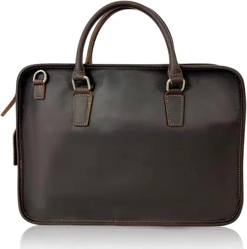 Maletín delgado para hombre, para viajes, oficina, negocios, bolsa de mensajero de cuero resistente al agua, bolsa para laptop de 15.6 pulgadas,
