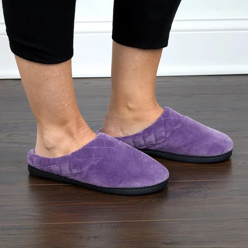 Miniatura 4 de Dearfoams Darcy - Pantuflas de velour de microfibra, tipo zueco con bordes acolchados, para mujer