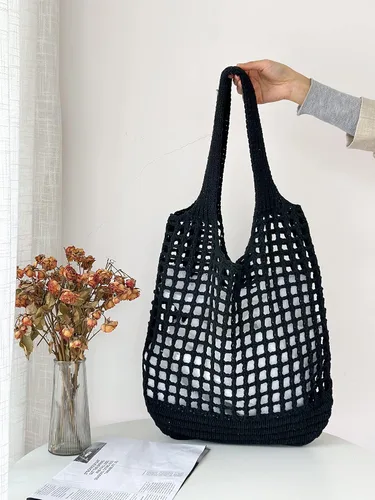Miniatura 3 de ENBEI Bolso de playa plegable para mujer, lavable y ligero, bolso de hombro tejido ecológico para viajes, compras, regalos