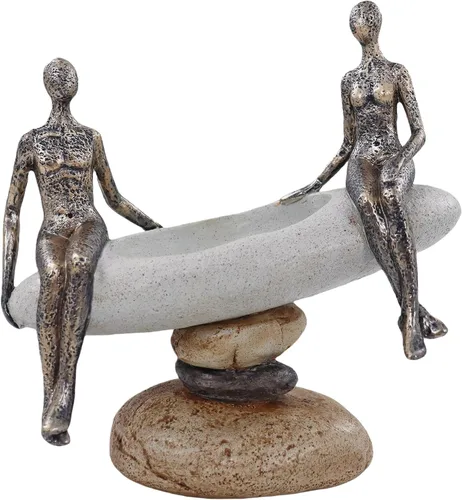 Miniatura 10 de Lescafita Figurillas Románticas de Pareja Escultura – Escultura Abstracta de Pareja en Banco de Piedra, Estatua de Decoración Moderna para el Hogar