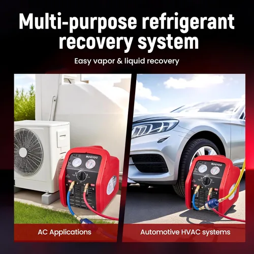 Miniatura 7 de Máquina de recuperación de refrigerante 3/4HP, 110-120V 60Hz Máquina portátil de recuperación de CA de un solo cilindro con protección de alta