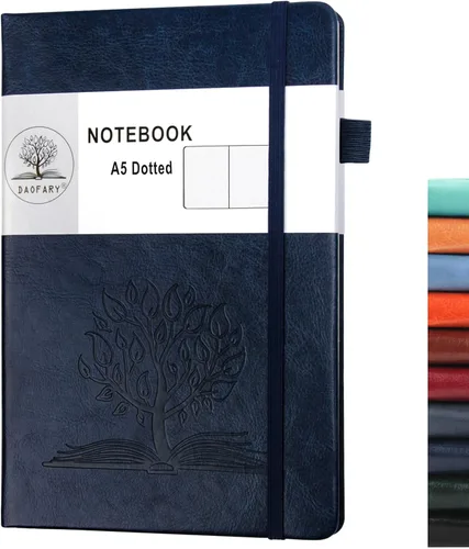 Miniatura 24 de Daofary Cuaderno A5 con rayas de cuero, 160 páginas, diario de 100gsm de papel grueso, tapa dura, con bolsillo, para trabajo, hombres y mujeres, 8.4