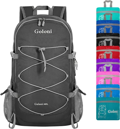 Miniatura 7 de Goloni Mochila plegable ultraligera de 40 litros – Mochila de senderismo plegable resistente al agua, pequeña mochila plegable para viajes